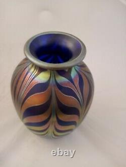 Fenton Art Glass FAVRENE FEATHERS Pulled Feather DAVE FETTY VASE Limited
