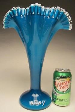 Fenton Art Glass Silver Jamestown Large Fan Vase 12 ¼ tall made 1957 to 1959