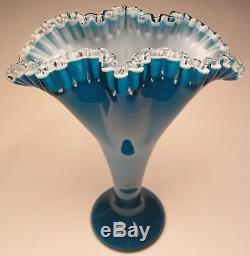 Fenton Art Glass Silver Jamestown Large Fan Vase 12 ¼ tall made 1957 to 1959
