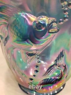Fenton Atlantis Iridescent Smokey Blue Carnival Glass Vase