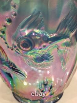Fenton Atlantis Iridescent Smokey Blue Carnival Glass Vase