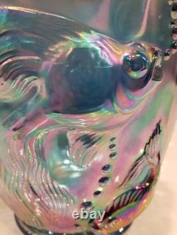 Fenton Atlantis Iridescent Smokey Blue Carnival Glass Vase