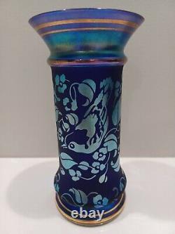 Fenton BLUE FAVRENE At Woodlands Edge Don Fenton Memorial Centennial Vase MINT