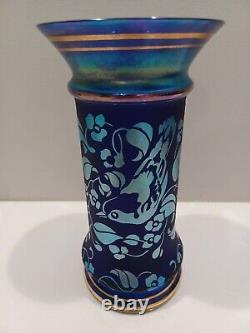 Fenton BLUE FAVRENE At Woodlands Edge Don Fenton Memorial Centennial Vase MINT