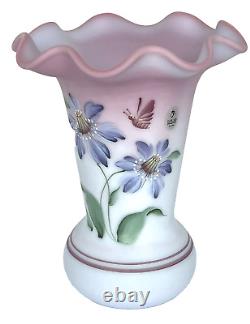 Fenton Blue Burmese Art Glass Vase 2001 Honor Collection Limited Edition