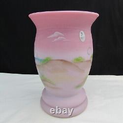 Fenton Blue Burmese Beach Haven Hand Painted Vase LE Special Order 2009 W2289