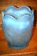 Fenton Blue Frosted Opalescent Atlantis Vase Koi Fish Vase Iridescent Inside