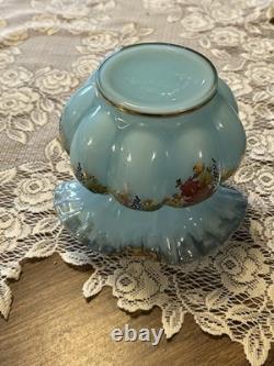 Fenton Blue Overlay Melon Vase Grapes Charleton