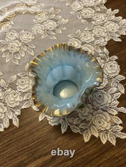 Fenton Blue Overlay Melon Vase Grapes Charleton