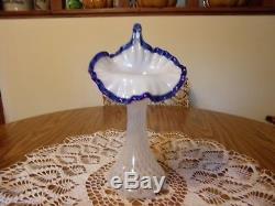 Fenton Blue Ridge Crest Tulip Jack In The Pulpit Dot Optic Vase