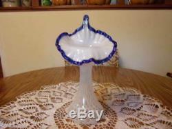 Fenton Blue Ridge Crest Tulip Jack In The Pulpit Dot Optic Vase