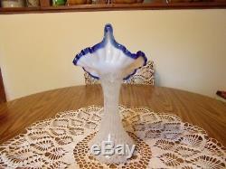 Fenton Blue Ridge Crest Tulip Jack In The Pulpit Dot Optic Vase