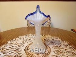 Fenton Blue Ridge Crest Tulip Jack In The Pulpit Dot Optic Vase