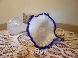 Fenton Blue Ridge Crest Tulip Jack In The Pulpit Dot Optic Vase