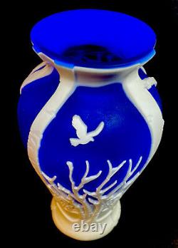 Fenton Cameo Glass Woodland Night Cobalt Cased In Milk Glass DESIGNER PROOF