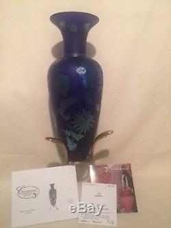 Fenton Cobalt Favrene Amphora Vase/stand #4177 Zh Signed Price Lowered