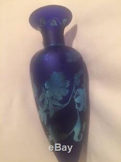 Fenton Cobalt Favrene Amphora Vase/stand #4177 Zh Signed Price Lowered