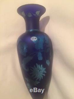 Fenton Cobalt Favrene Amphora Vase/stand #4177 Zh Signed Price Lowered