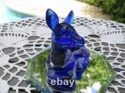 Fenton Glass 2009 Cobalt Canaan Valley Deer/fawn Figurine- D. Fredrick