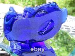 Fenton Glass 2009 Cobalt Canaan Valley Deer/fawn Figurine- D. Fredrick