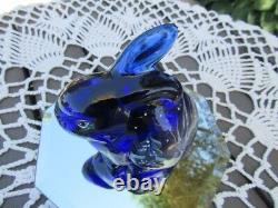 Fenton Glass 2011 Cobalt Blue HP Seren Winter Bunny Figurined. Fredrick
