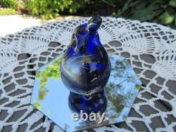 Fenton Glass 2011 Cobalt Blue HP Seren Winter Bunny Figurined. Fredrick