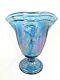 Fenton Glass Blue Iridescent/Carnival Glass Dancing Lady Footed Vase SQUARE TOP