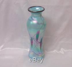 Fenton Glass Dave Fetty 13 3/4 Hanging Heart Turquoise Irridescent Vase