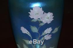Fenton Glass Favrene Vase with HP Pink Roses 8 3/4 tall C. Riggs