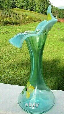 Fenton Glass Hand Painted Daffodil Jack in the Pulpit-Tulip Vase 11H #66/100