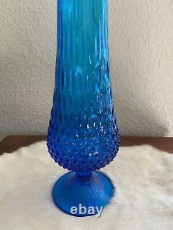 Fenton Glass Hobnail Colonial Sapphire Blue Swung Vase 20.5 MCM VTG Pedestal