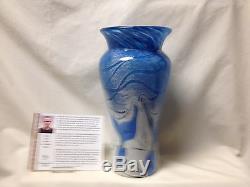 Fenton Glass Indigo Blue Wings Vase #8184 Z8 By Frank Workman Price Reduced