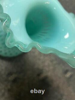 Fenton Glass Jack In The Pulpit Blue Opalescent Dot Tulip Vase