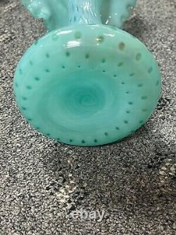 Fenton Glass Jack In The Pulpit Blue Opalescent Dot Tulip Vase