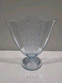 Fenton Glass LIGHT BLUE Daisy Button Fan Vase HARD TO FIND MINT