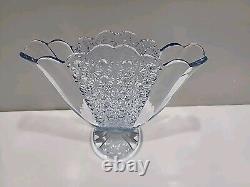 Fenton Glass LIGHT BLUE Daisy Button Fan Vase HARD TO FIND MINT