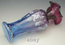 Fenton Glass Mulberry Blue Connoisseur Evening Vine Vase #346/7500 Ka Plauche
