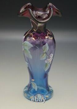 Fenton Glass Mulberry Blue Connoisseur Evening Vine Vase #346/7500 Ka Plauche