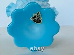 Fenton Glass Vase Wave Crest Sky Blue White Swirl Ruffle Hobnail Button Trellis