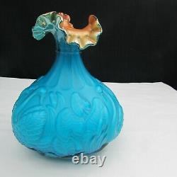 Fenton Gold Azure Embossed Swan Vase LE Special Order 1984 W226