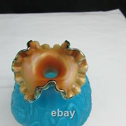 Fenton Gold Azure Embossed Swan Vase LE Special Order 1984 W226