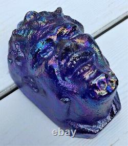 Fenton / Heartlights Cobalt Blue Carnival Glass Pan Mask Greek God of Theater