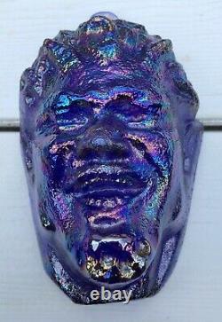 Fenton / Heartlights Cobalt Blue Carnival Glass Pan Mask Greek God of Theater