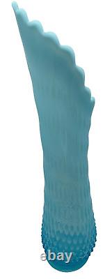 Fenton Hobnail Blue Opalescent Vase Swung Stretch Vase
