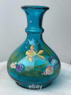 Fenton Indigo Blue Fish Sea Vase