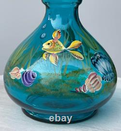 Fenton Indigo Blue Fish Sea Vase