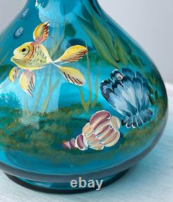 Fenton Indigo Blue Fish Sea Vase