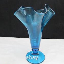 Fenton Indigo Blue Silver Birch Hand Painted Swung Vase 2008 P86