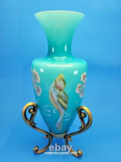 Fenton Landmark Collection Blue Glass Vase Amphora LE 7291/8800 Signed M. Kibbe