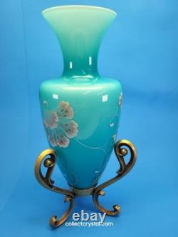 Fenton Landmark Collection Blue Glass Vase Amphora LE 7291/8800 Signed M. Kibbe
